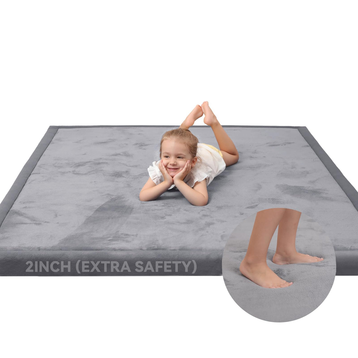 Huloo Sleep Large 1.3" Thick Baby Play Mat for Floor, 79"×59"(Dark Gray)