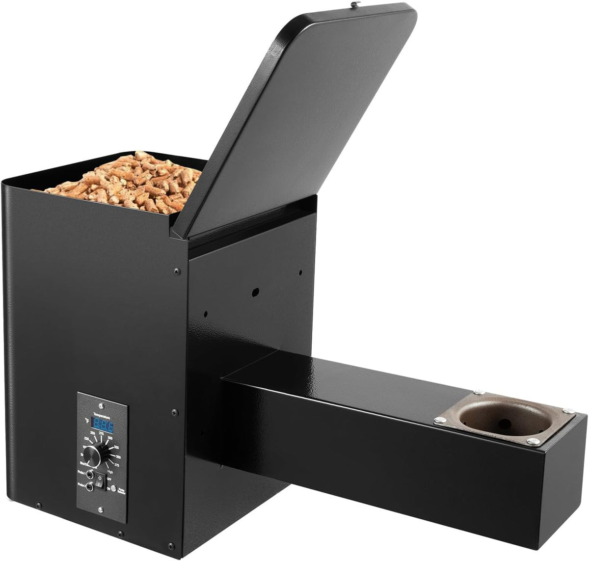 Pellet Smoker Hopper Assembly Kit, 250W 23W 180℉ to 500℉ Electric Wood Pellet Grill Hopper Kit Adjustable Temperature Barbecue Grill Hopper Kits w/Knob Control for BBQ Smoke Bake