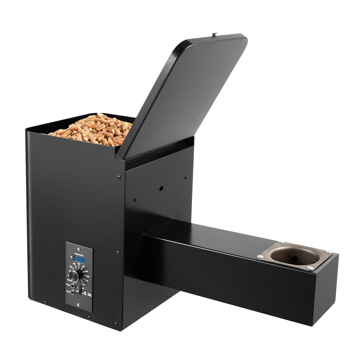 Pellet Smoker Hopper Assembly Kit, 250W 23W 180℉ to 500℉ Electric Wood Pellet Grill Hopper Kit Adjustable Temperature Barbecue Grill Hopper Kits w/Knob Control for BBQ Smoke Bake