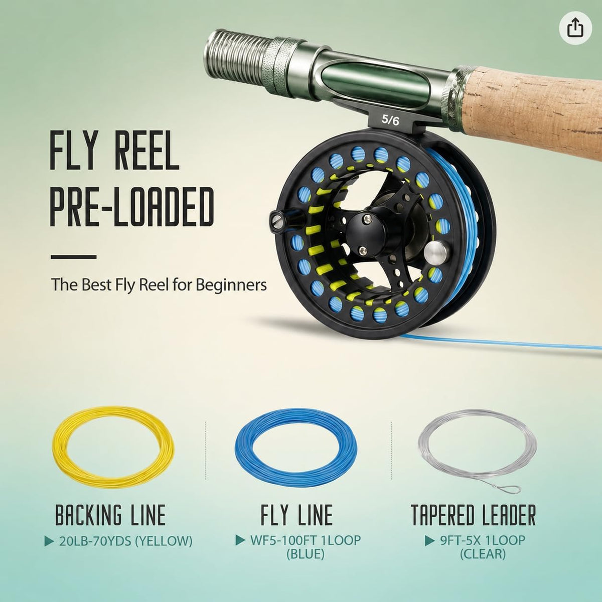 Fly Fishing Rod Combo, 4 Piece 5/6 Portable Fly Rod with Extra Tip, Pre-Loaded Fly Reel with Line Combo,Fly Box, Flies, Fly Fishing Complete Starter Package
