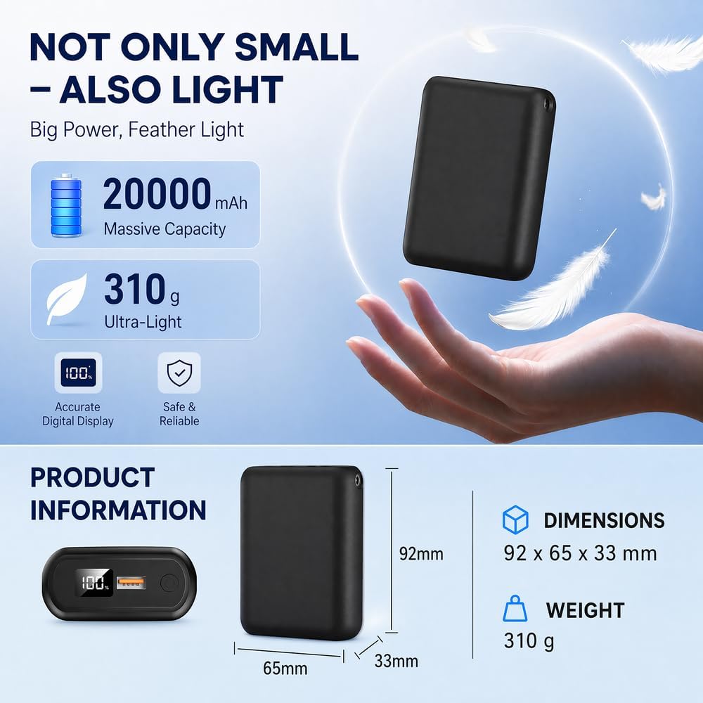 2 Pack 20000mAh Heated clothing Dedicated Battery pack,DC 7V/3A USB 5V/3A