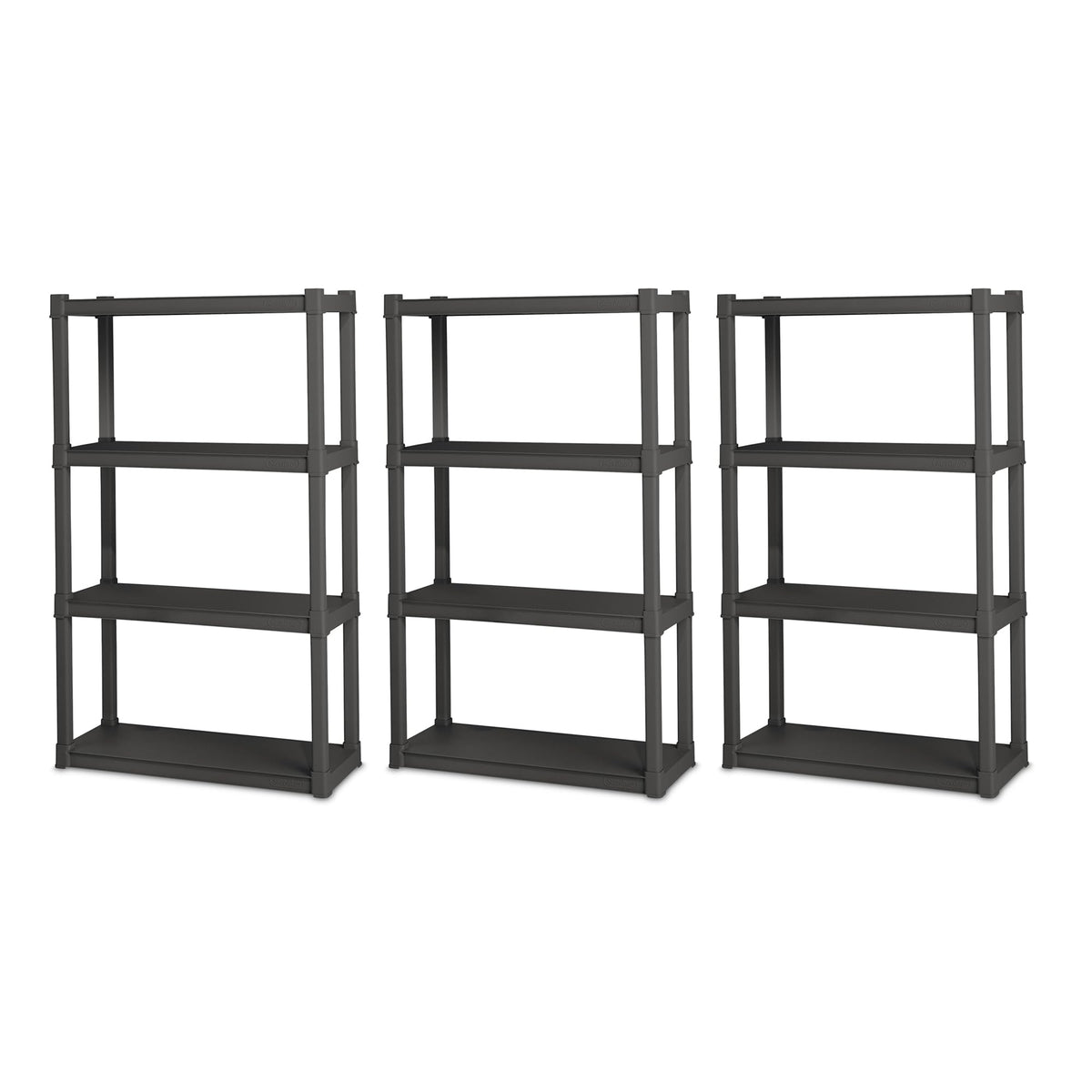 Sterilite 4 Shelf Unit, Heavy-Duty Plastic Utility Storage Rack, 2-Pack