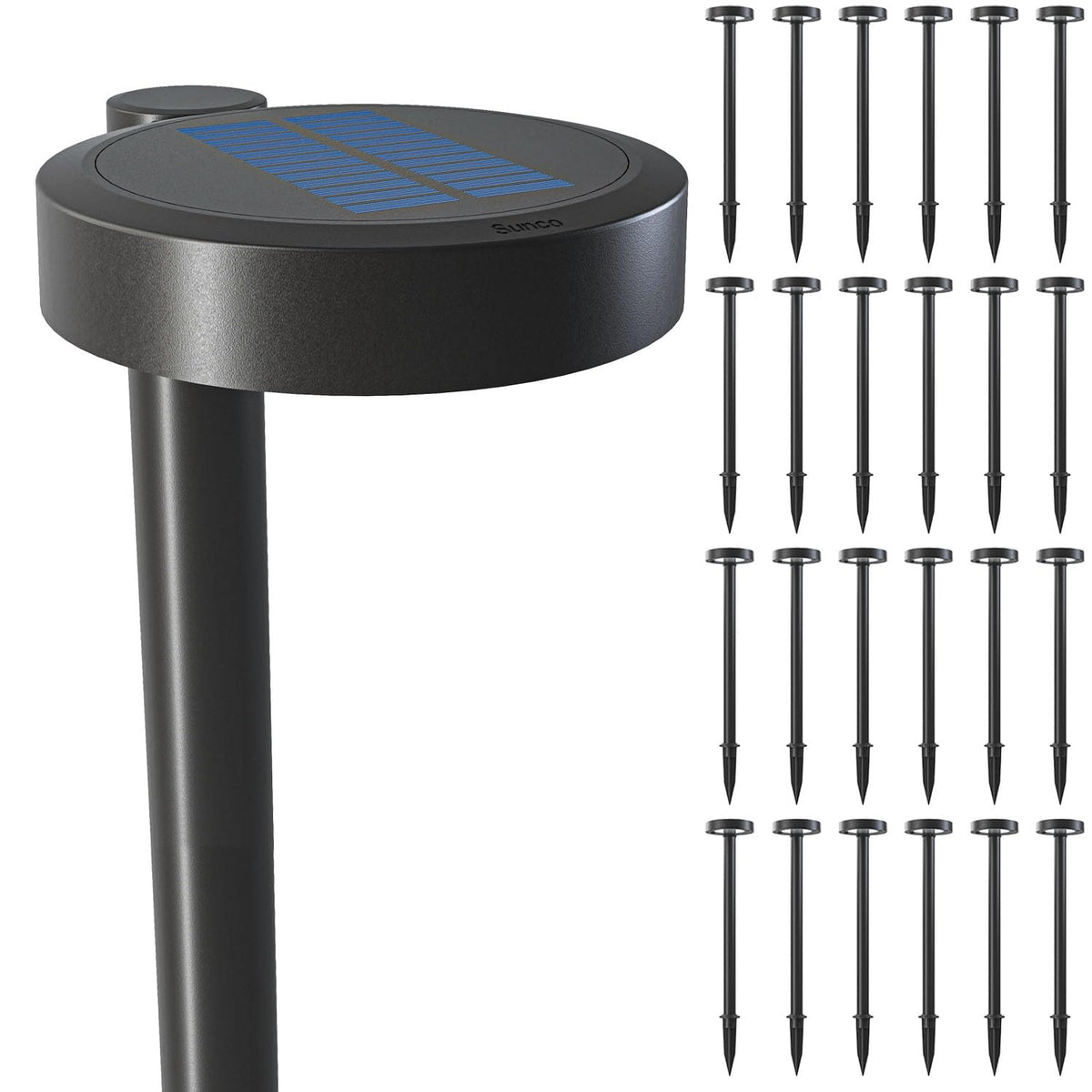 Sunco 12 Pack 2W LED Solar Pathway Walkway Backyard Garden Patio Residential Ambient Decorative Outdoor Light-MD4, 120 Lumens, Selectable CCT 2700K Soft White /4000K Cool White, Dimmable, 3.7V