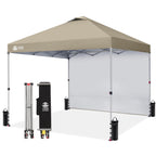 CROWN SHADES 10x10 Pop Up Canopy with 1 Side Wall, Beach Canopy Tent, Red