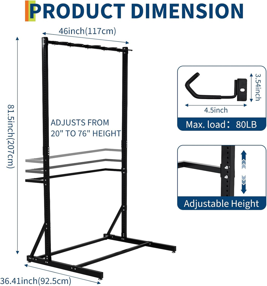 Garvee Freestanding 5 Bike Storage Rack Adjustable Height Floor Bike Stand