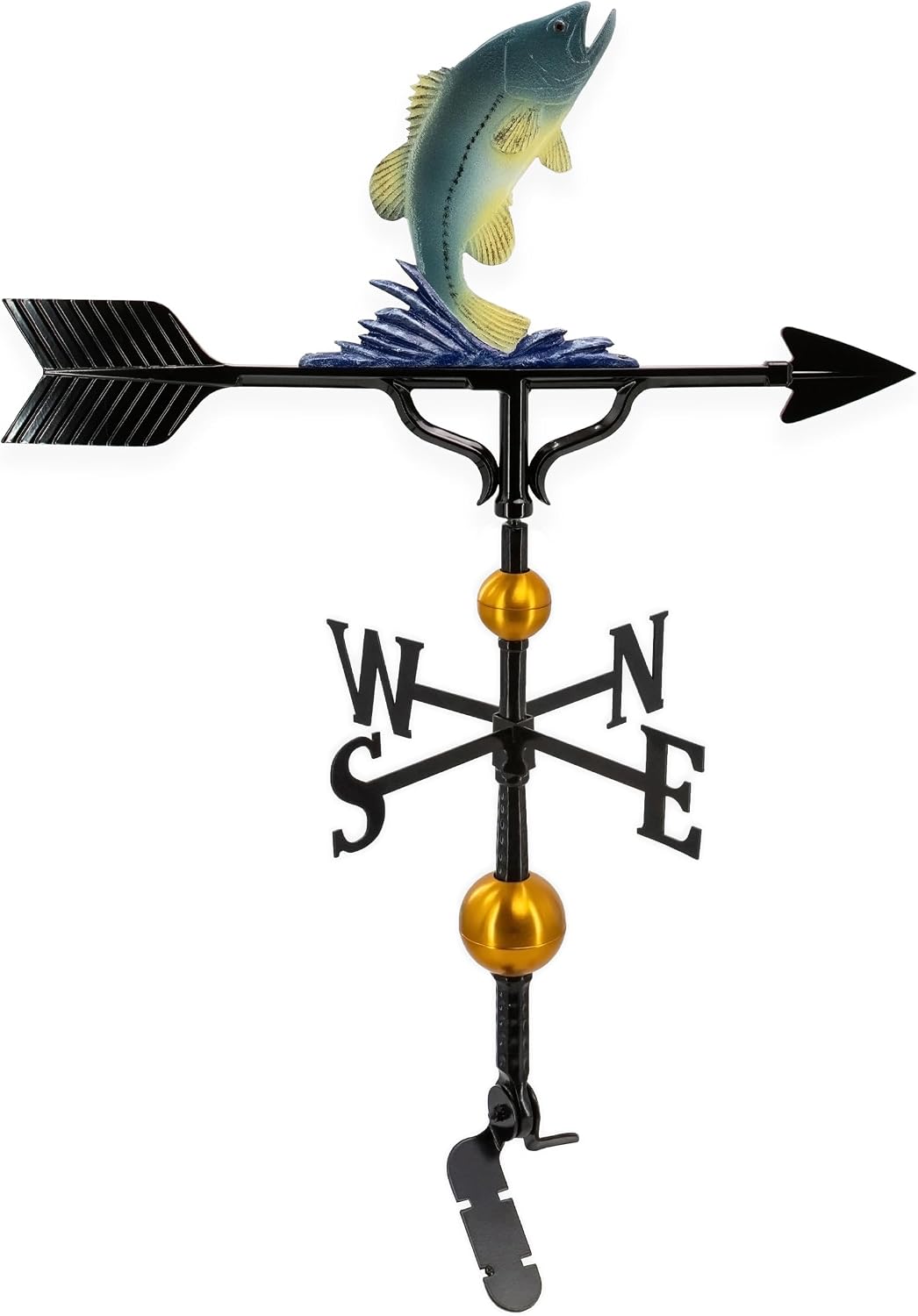 Montague Metal Products Aluminum Bass Weathervane - Deluxe, Gold