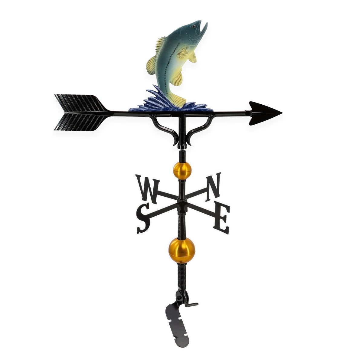Montague Metal Products Aluminum Bass Weathervane - Deluxe, Gold