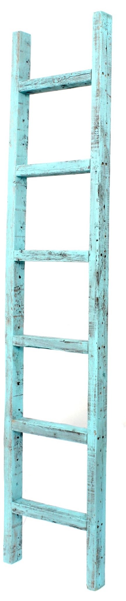 BARNWOODUSA 5 FT Decorative Ladder, Reclaimed Wood Ladder - Smoky Black