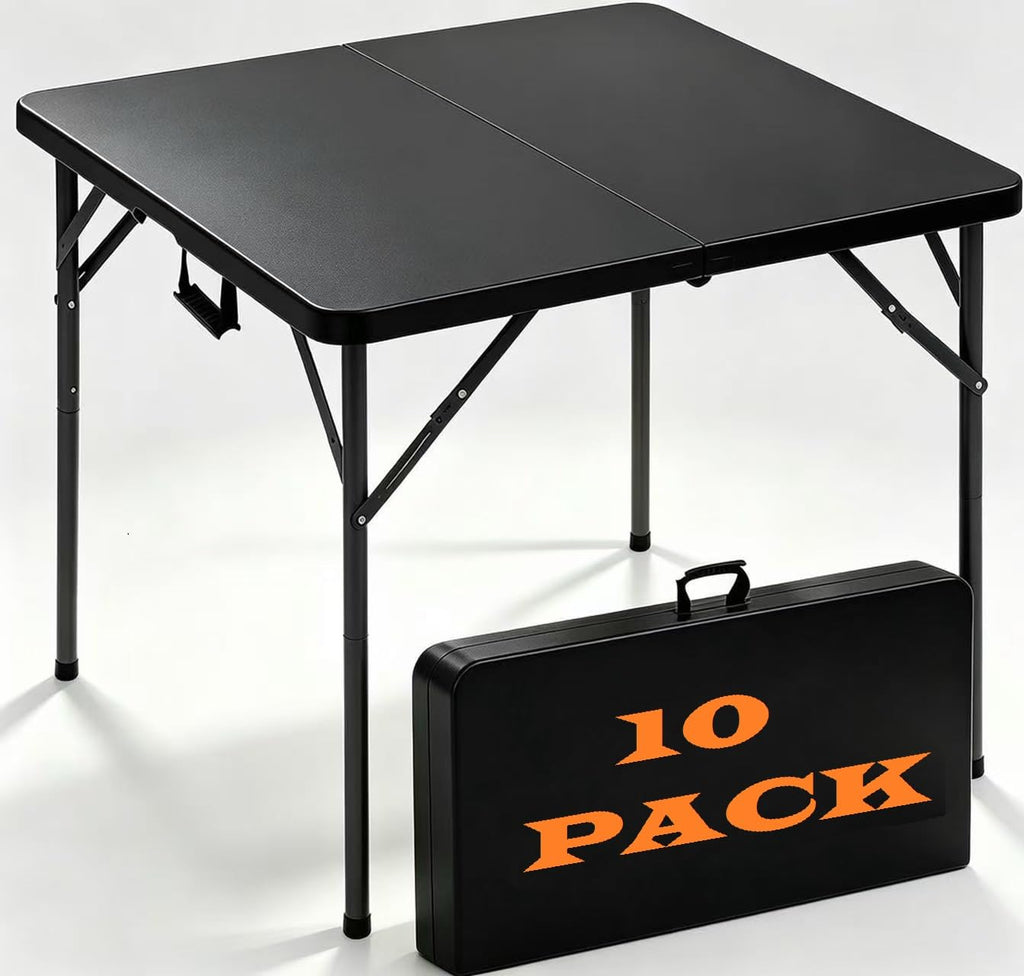 2 Pack Folding Tables 6FT Plastic Utility Foldable Tables, Black