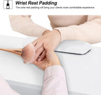 BarberPub Nail Desk with 3 Drawers, Open Space, Wrist Rest White 2655