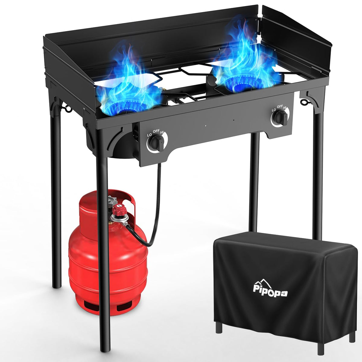 2 Burner Propane Camp Stove | 150,000 BTU | High Pressure Gas Burners