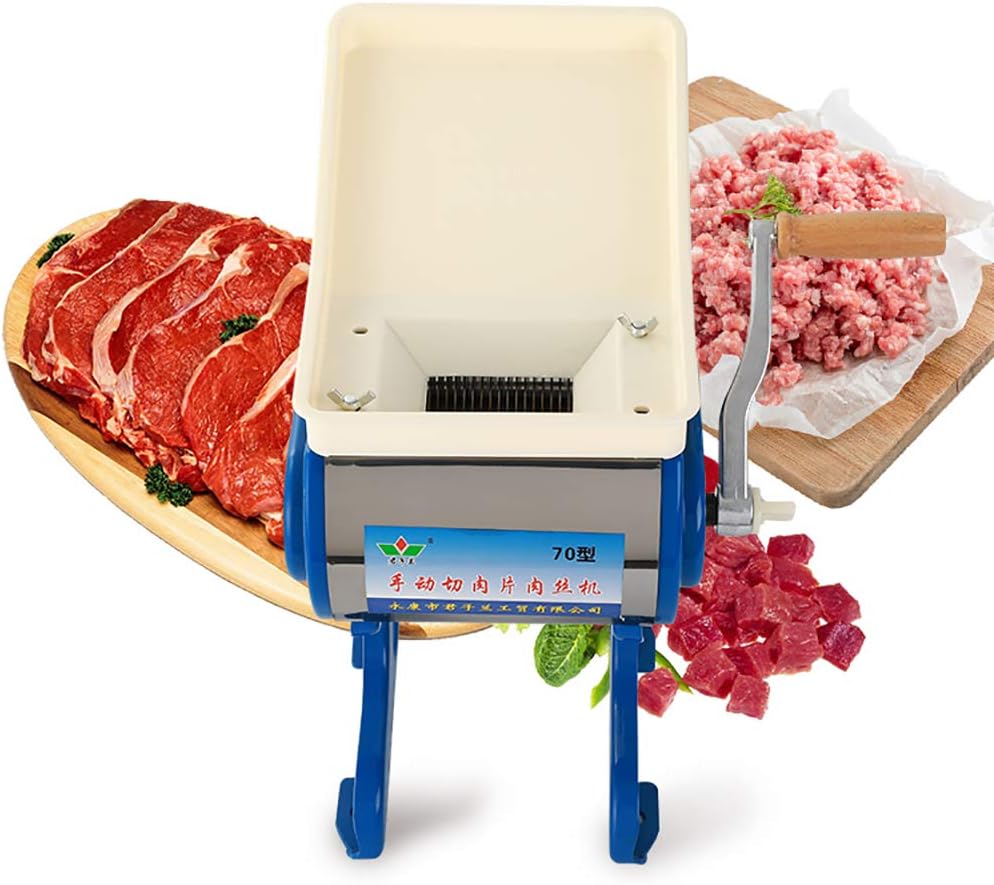 Commercial Manual Meat Slicer - Stainless Steel Meat Grinder, Hand-Cranked Beef Mincer Chopper Shredder Thickness 2/2.5/3/3.5/5/7MM (2.5MM)