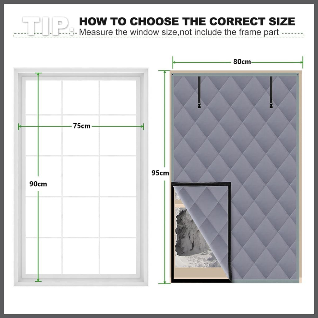 Window Insulation for Winter 140x165cm Thickened Oxford Cloth Window Winterizing Kit for Ventilation