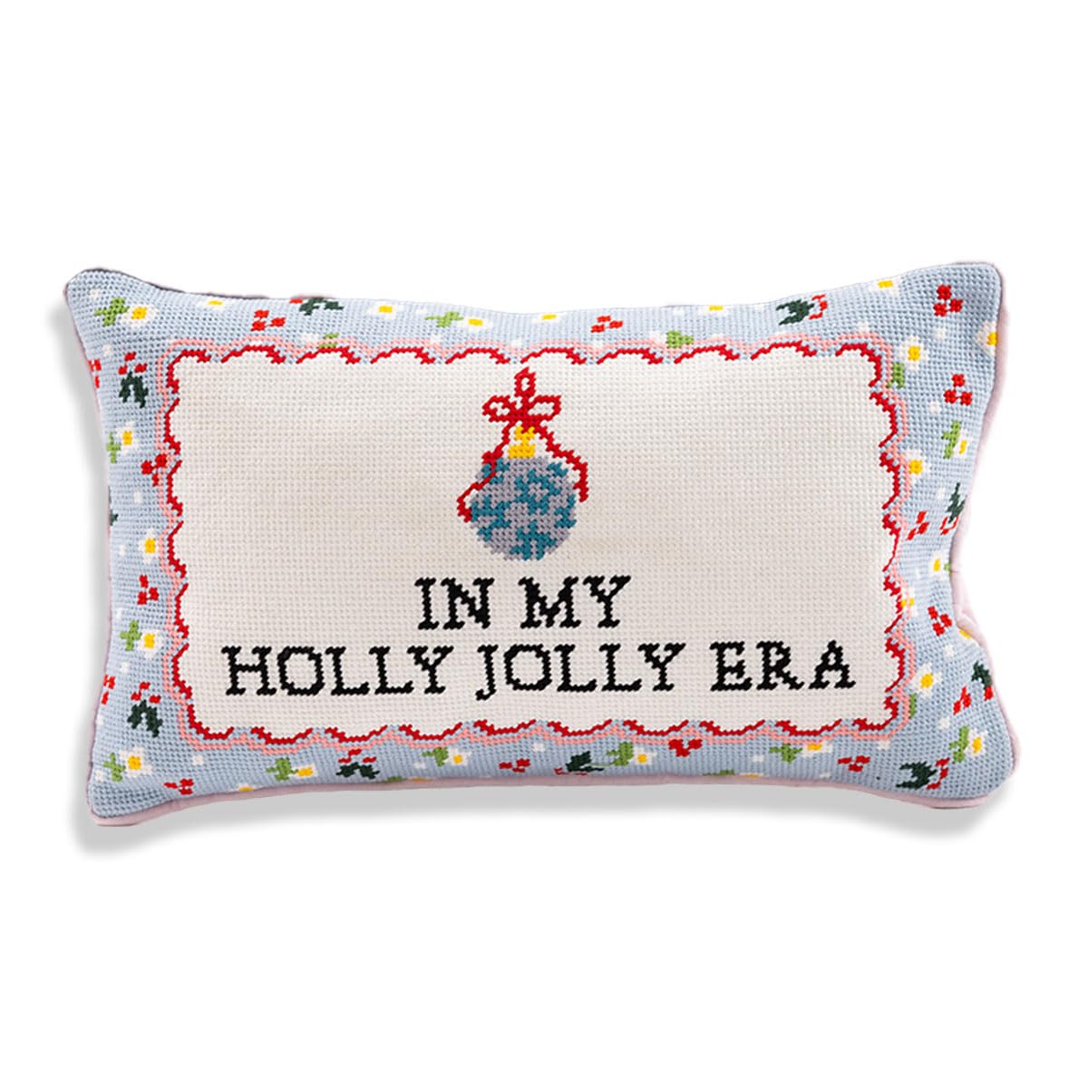 FURBISH Needlepoint Decorative Throw Pillow - Boo - 11"x11" - Small Embroidered Halloween Pillow for Living Room, Couch, Sofa, Chair & Bed - Eclectic Halloween Decor
