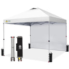 CROWN SHADES 10x10 Pop Up Canopy with 1 Side Wall, Beach Canopy Tent, Red