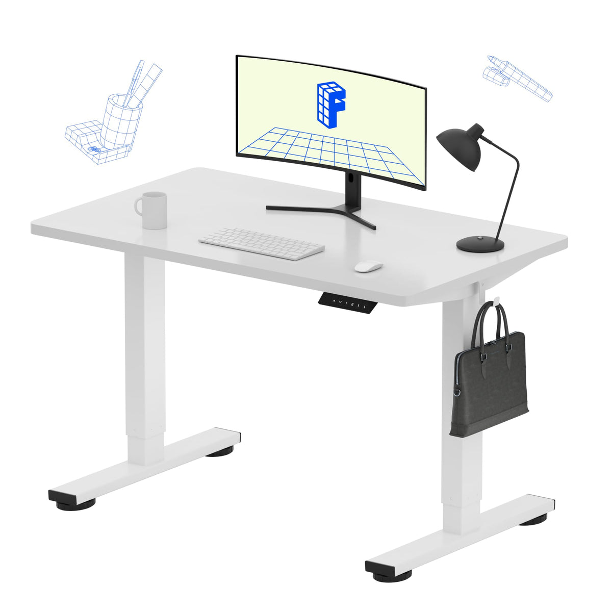 FLEXISPOT EN1 One-Piece Standing Desk, Electric Adjustable with 4 Memory Presets, 176 LBS Capacity, Stable & Quiet, Seamless Desktop for Home Office & Dual Monitors, 48"x24" Maple(White Frame)