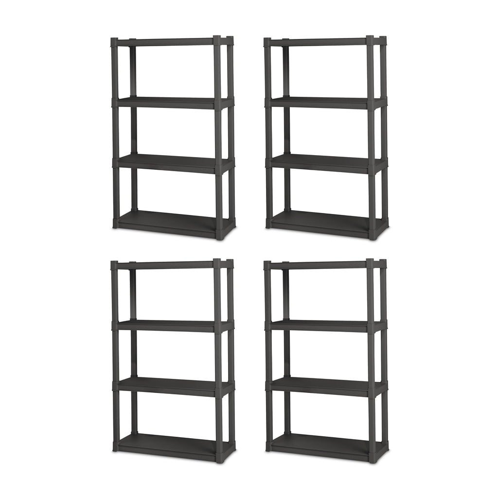 Sterilite 4 Shelf Unit, Heavy-Duty Plastic Utility Storage Rack, 2-Pack