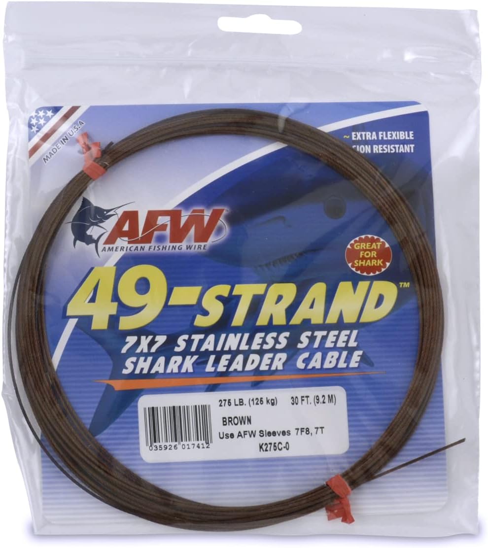 AFW Fishing Wire 49 Strand, 7x7 Stainless Steel Leader Cable, 90lb to 900