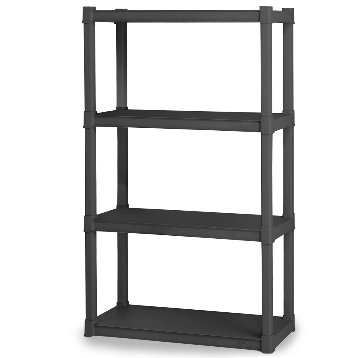 Sterilite 4 Shelf Unit, Heavy-Duty Plastic Utility Storage Rack, 2-Pack