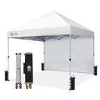 CROWN SHADES 10x10 Pop Up Canopy with 1 Side Wall, Beach Canopy Tent, Red