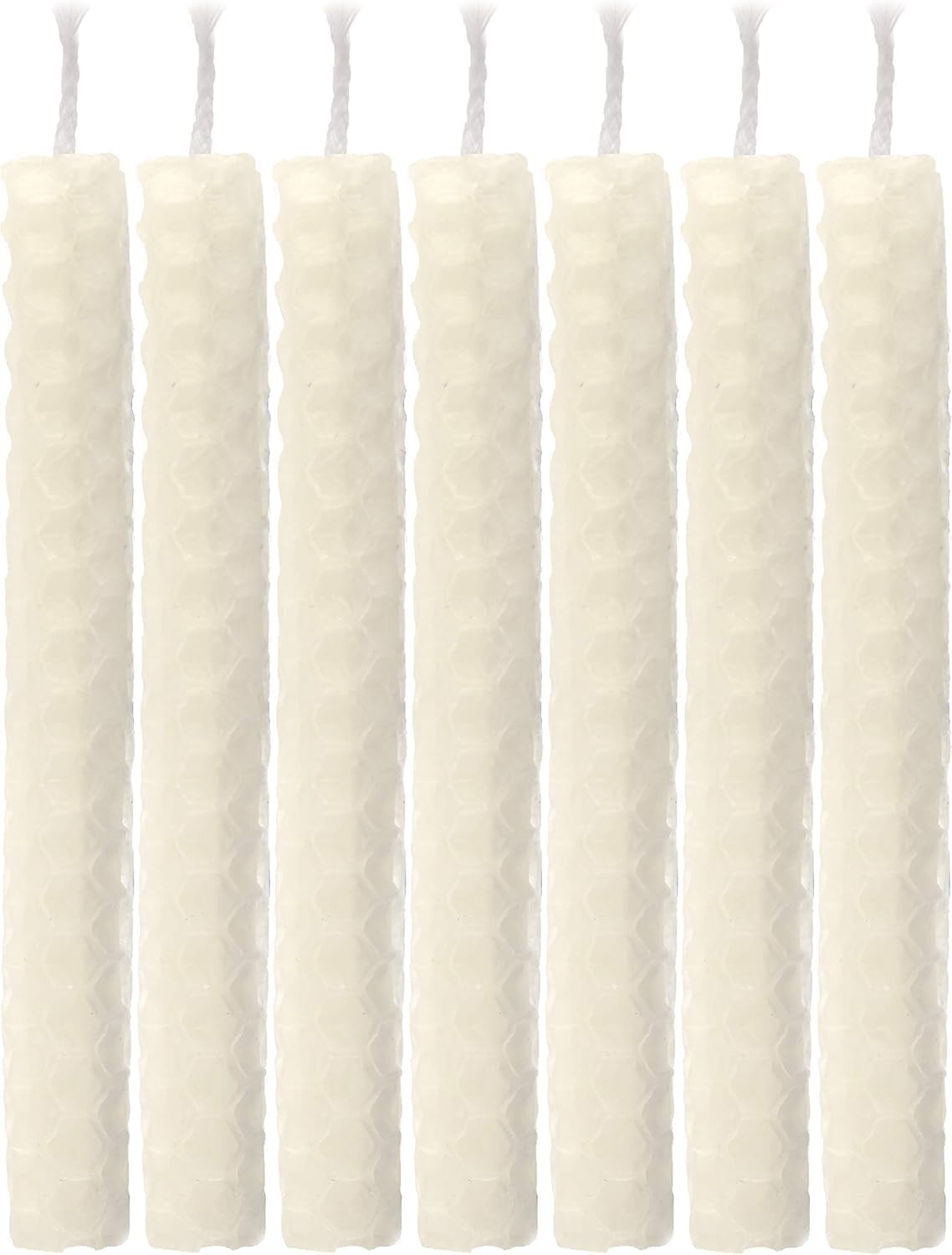 The Dreidel Company 24-Pack Hand Rolled Hanukkah Candle Natural Honeycomb Beeswax White, 45 Minute Burn Time, 45 Candles for All 8 Nights of Chanuka