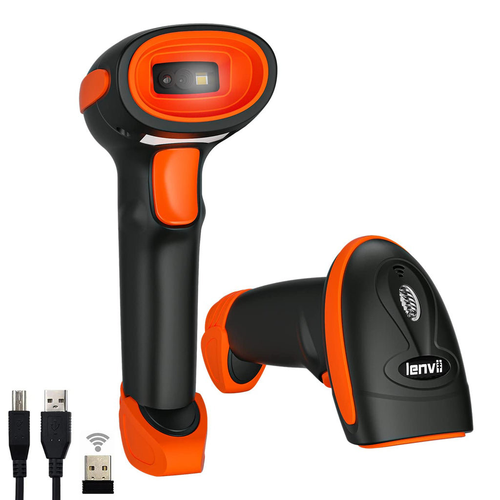 LENVII CW200 2D Barcode Scanner Wireless 2 in 1 Handhold Barcode Reader QR Code Scanner USB Bar Code Scanner for Shop use Store,Supermarket, Warehouse (Blue)