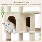 Globlazer 65in Sturdy Cat Tree Tower for Indoor Large Cats, S65, Beige