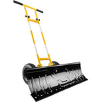 Best Choice Products 48in Heavy-Duty 2-Wheel Snow Pusher Hand Plow for Snow Removal w/Wheels, Adjustable Handle, Blade Angle - Black