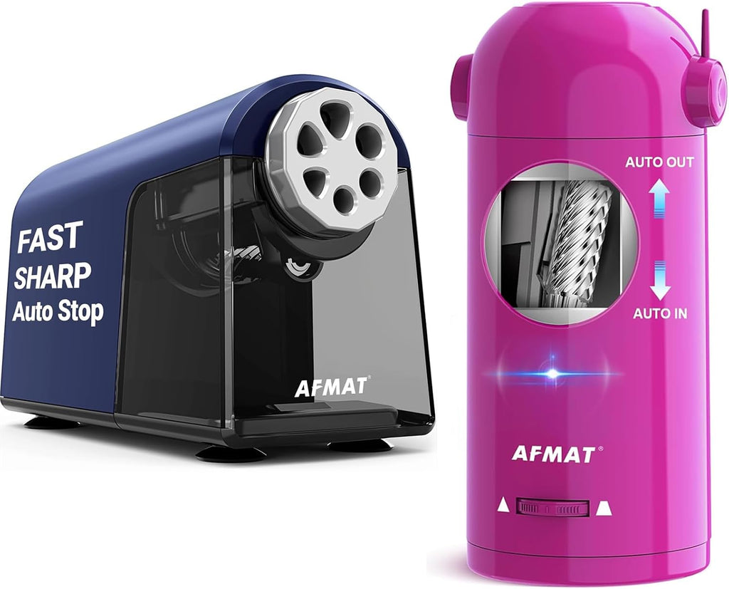 AFMAT 6 Holes Heavy Duty Electric Pencil Sharpener and Fully Automatic Robot Pencil Sharpener