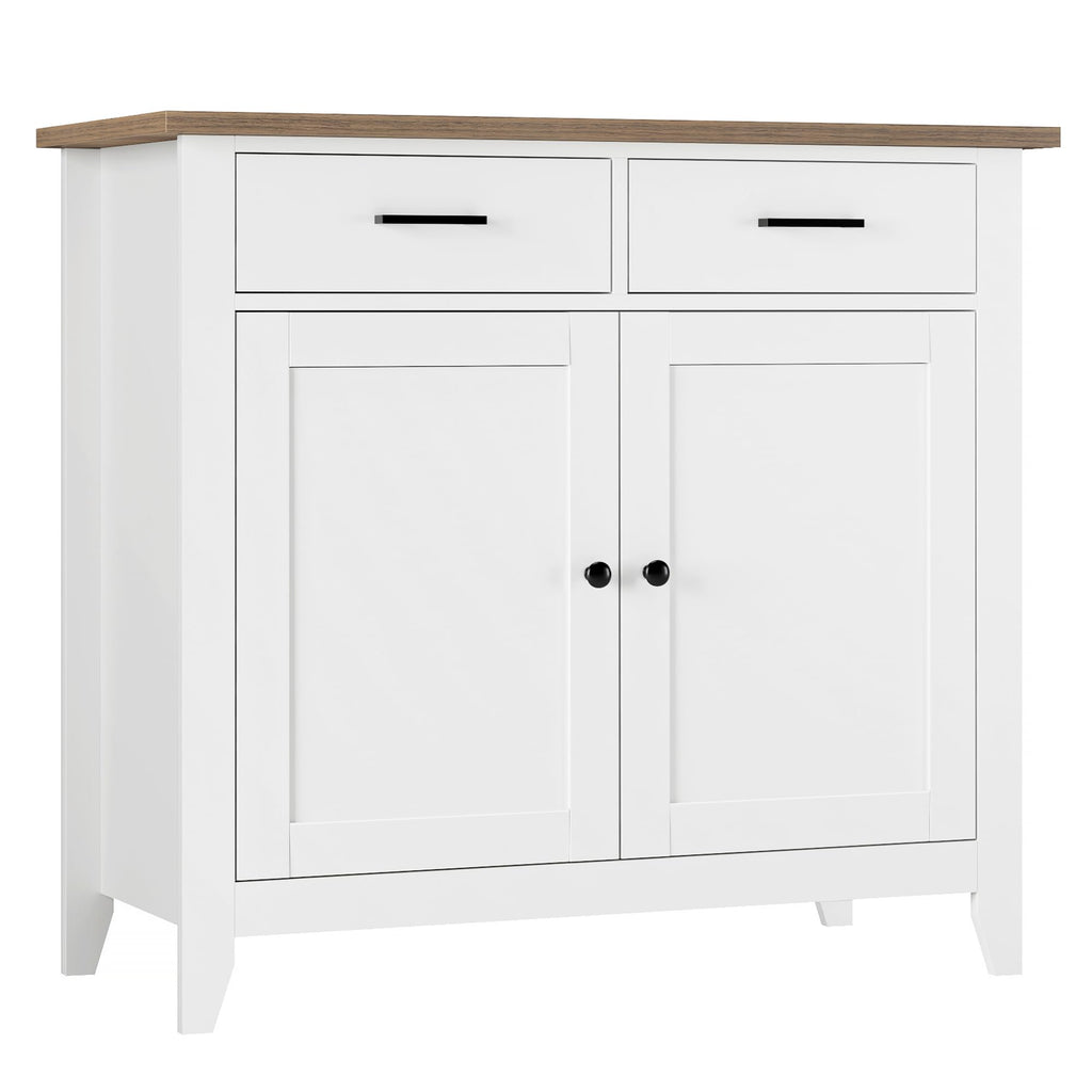 HORSTORS Farmhouse Kitchen Storage Cabinet, Small Buffet, Coffee Bar, White