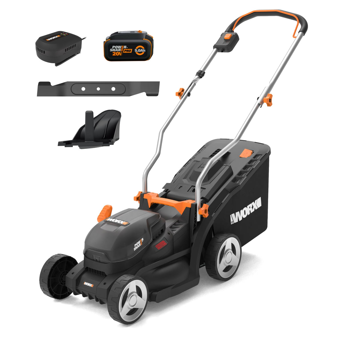 Worx Cordless Lawn Mower, 40V 17" 2-in-1 Grass Mower for 1/4 Acre, WG745