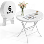 24" Round Folding Table, Plastic Bar Height Tables for Parties Black