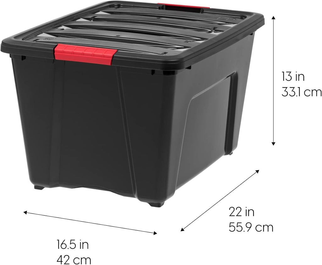 IRIS USA 6-Pack 54 Quart Storage Bins with Lids, Black