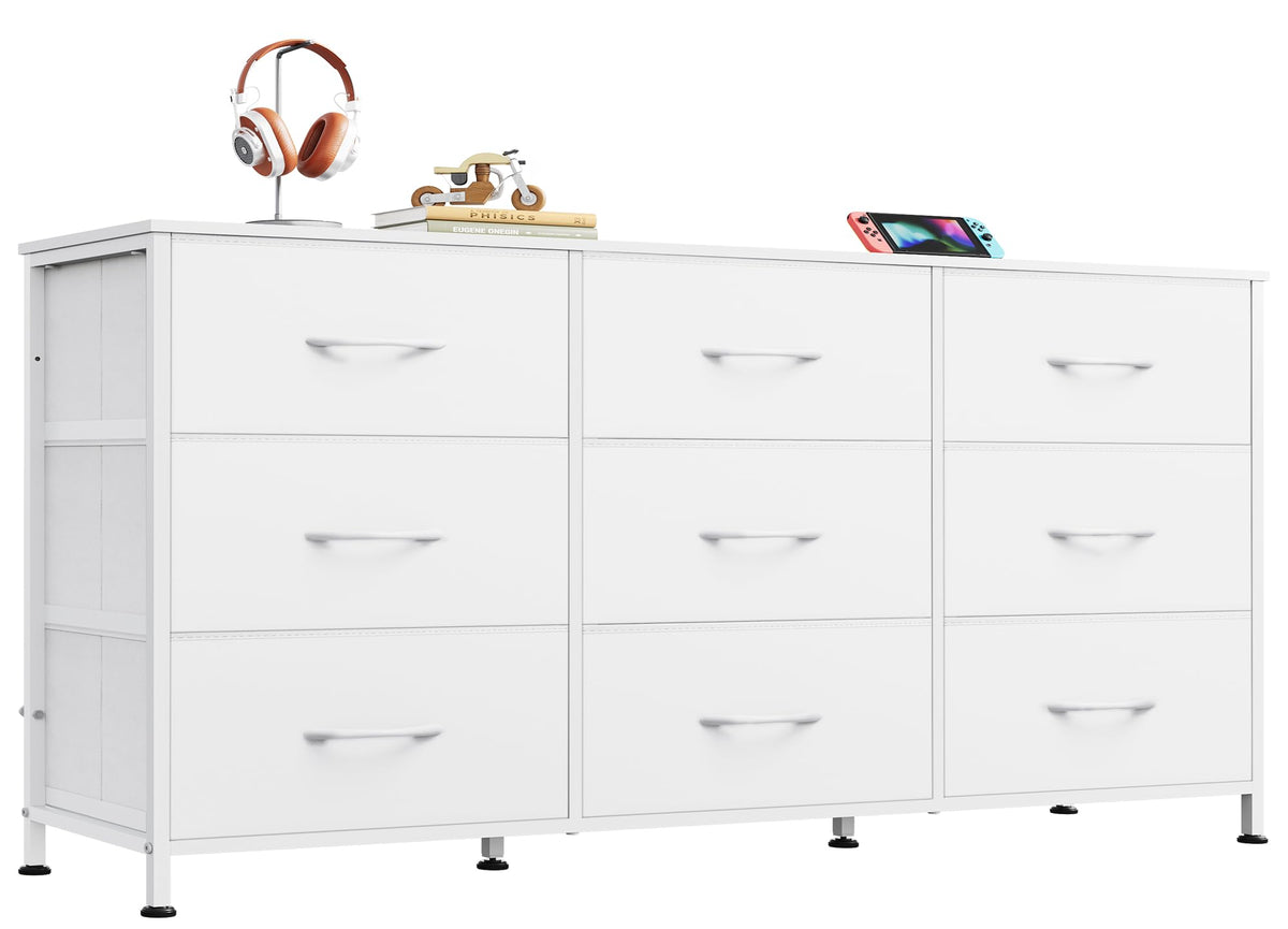 WLIVE Dresser TV Stand for 55 Inch TV, 9 Drawer Dresser for Bedroom, Black