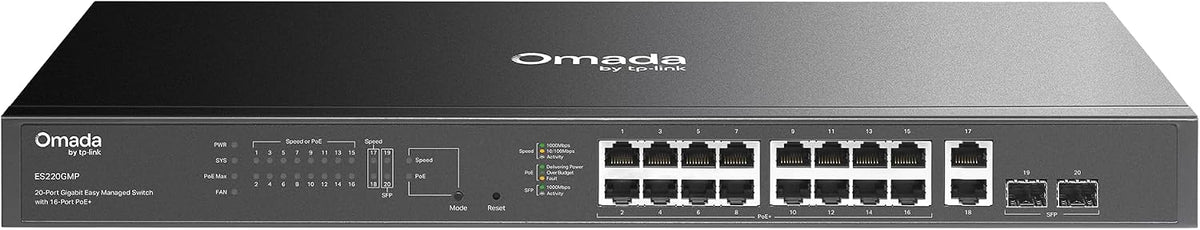 Omada ES220GMP, 16 Port Gigabit Easy Managed PoE Switch
