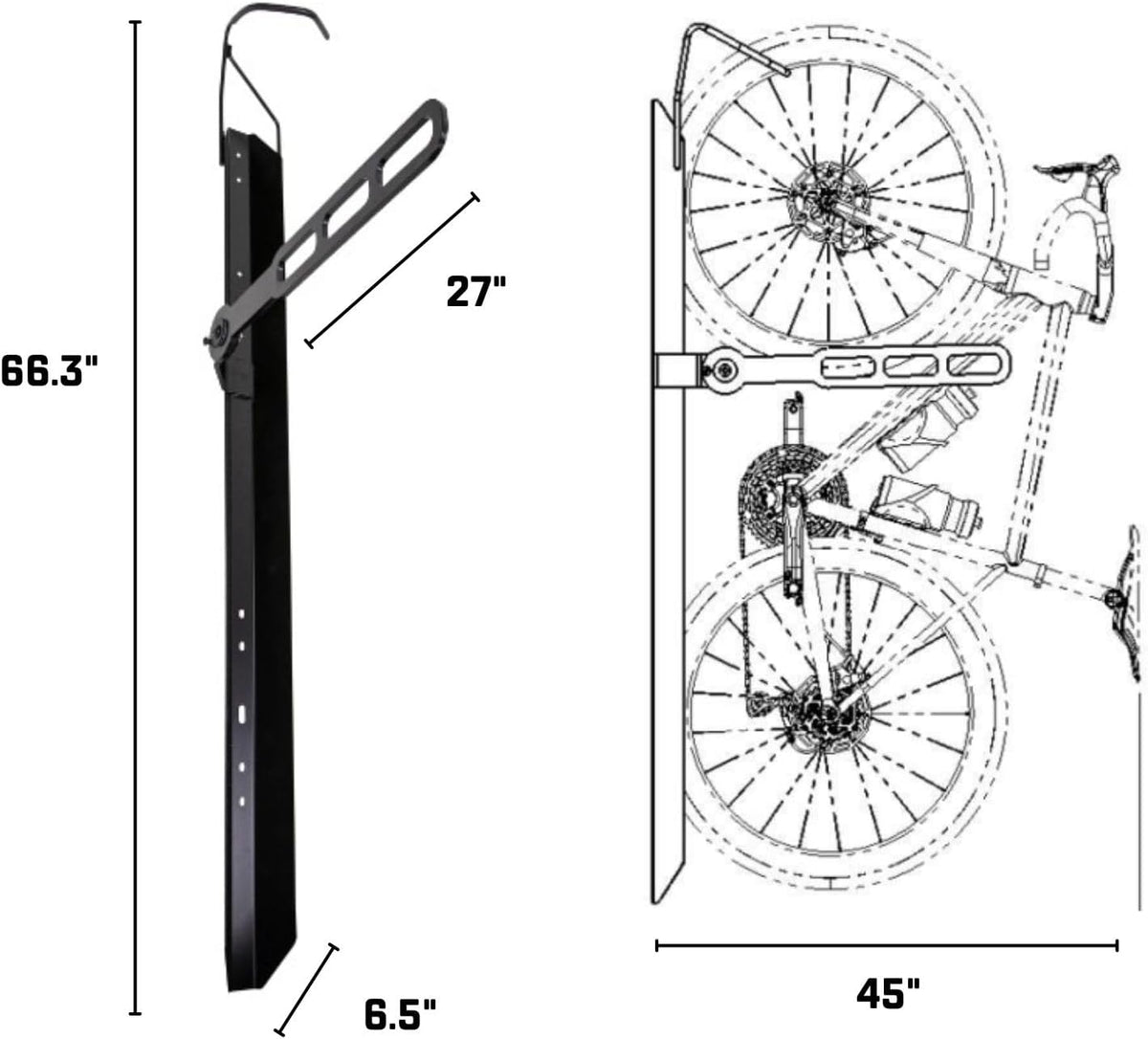 Saris Bike Trac Industrial Strength Vertical Bike Rack, Space Saving Bike Storage, Wheel Track, Full Length Tray, Perfect for Garage, Bike Hanger
