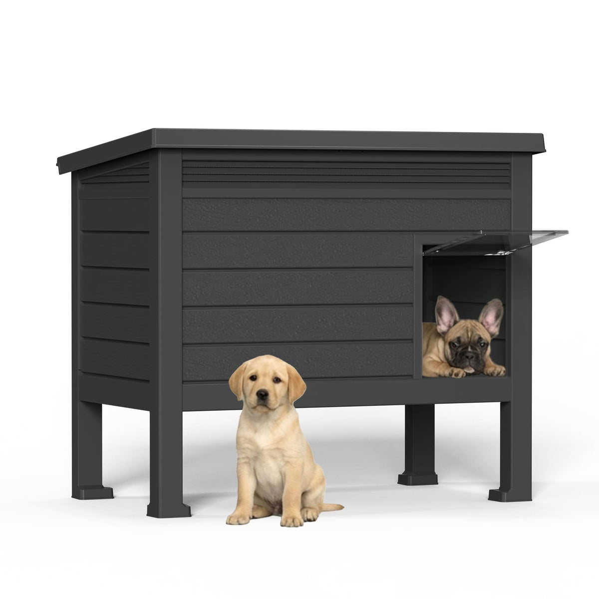 DRATO Large Dog House Outdoor for Indoor, Gray, 42.87 * 32.95 * 31.61 in