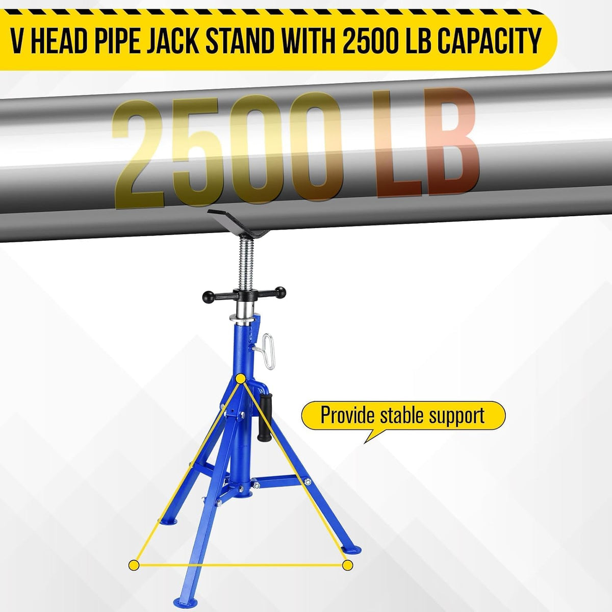 2PCS Pipe Jack Stand, 2500LB Carbon Steel Heavy Duty Pipe Stand,