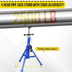 2PCS Pipe Jack Stand, 2500LB Carbon Steel Heavy Duty Pipe Stand,