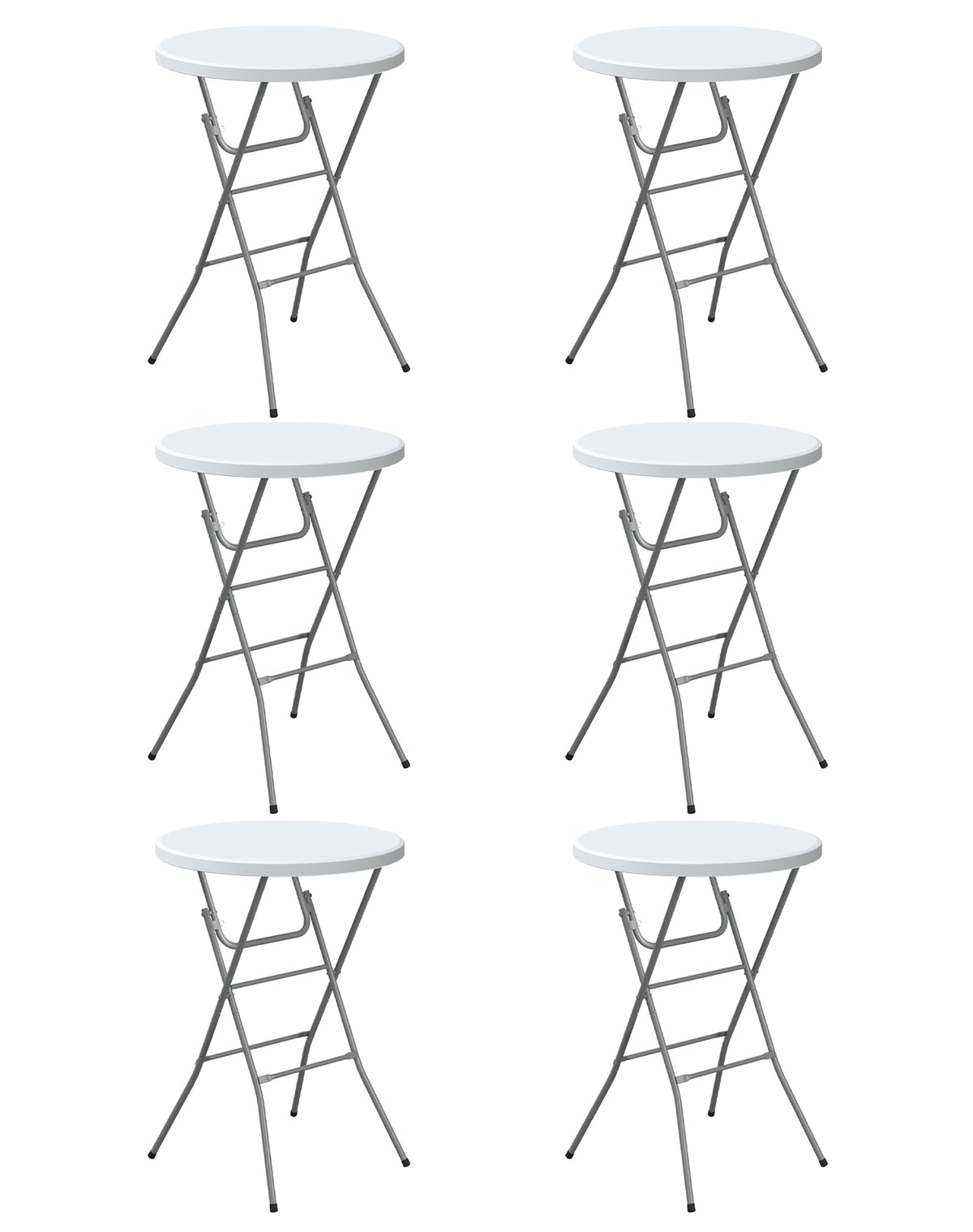 32" Round Folding Table, HDPE Top & Metal Frame, 2 Pack, White