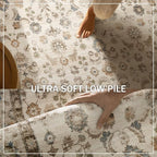 Washable Area Rugs for Living Room: 9x12 Bedroom Rug Boho Vintage Area Rug Stain Resistant Non Slip Low Pile Lightweight Soft Carpets for Dining Room Kitchen Nursery Kids Room Playroom Home Office