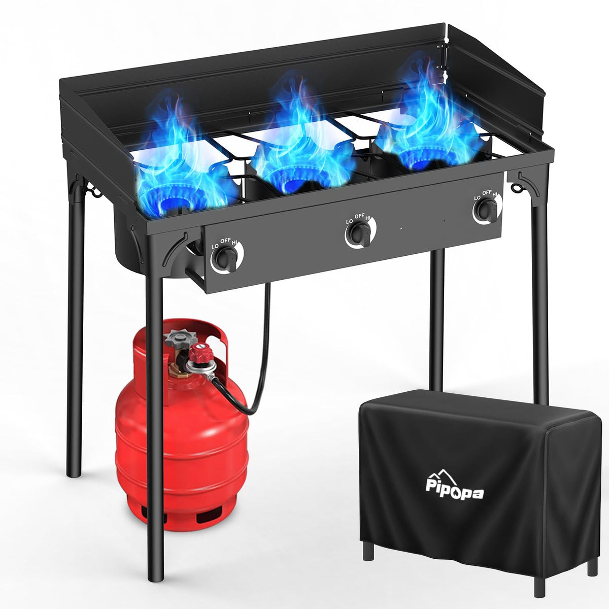 3 Burner Propane Camp Stove | 225,000 BTU | High Pressure Gas Burners