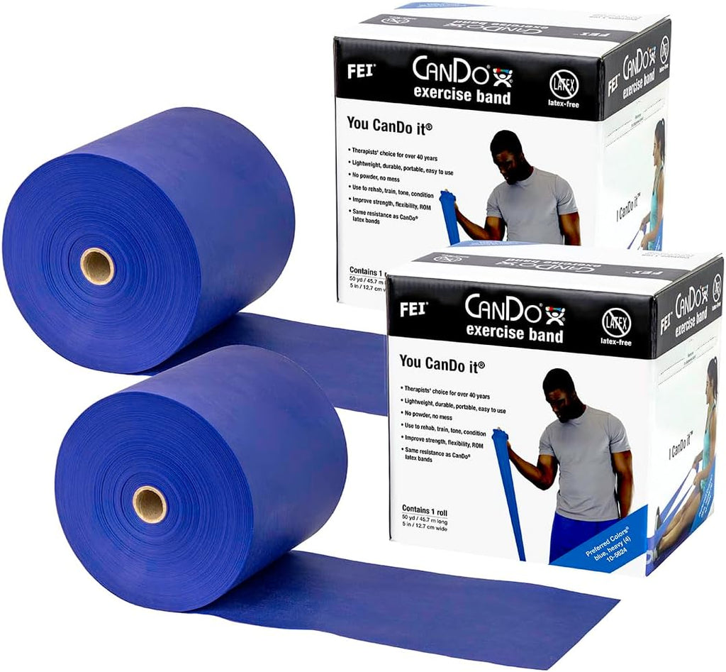 CanDo Twin-Pak Latex-Free Exercise Band, Red, 100 Yard