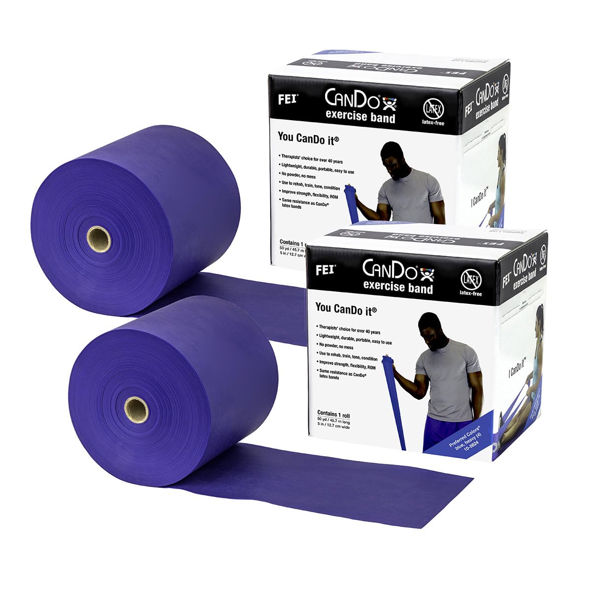 CanDo Twin-Pak Latex-Free Exercise Band, Red, 100 Yard