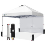 CROWN SHADES 10x10 Pop Up Canopy with 1 Side Wall, Beach Canopy Tent, Red