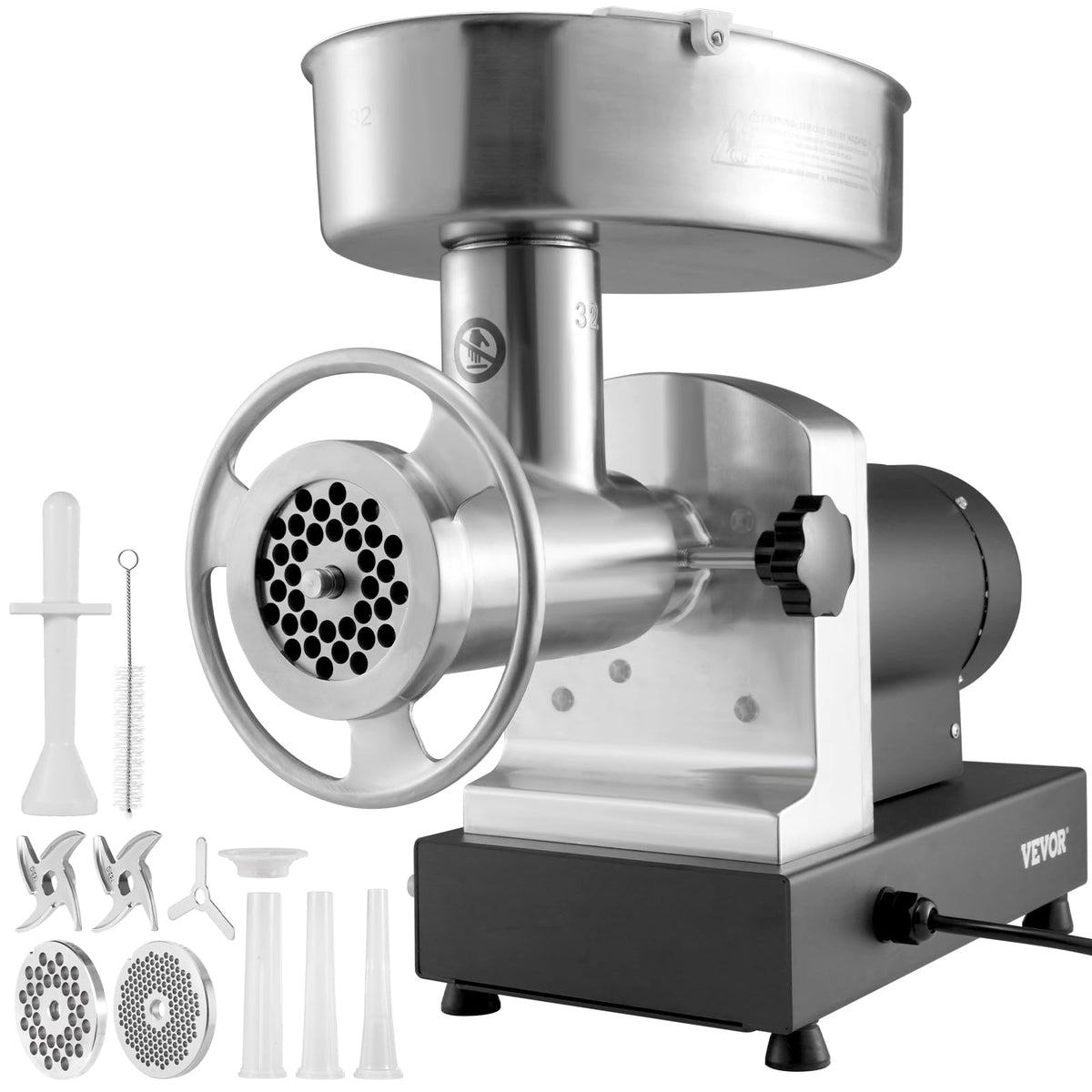 VEVOR, 661 Lbs/Hour800 W Machine, 1.5 HP Electric Mincer with 2 Grinding Plates, Sausage Kit Set Meat Grinder Heavy Duty, Home Kitchen & Commercial Use Red, 800 W