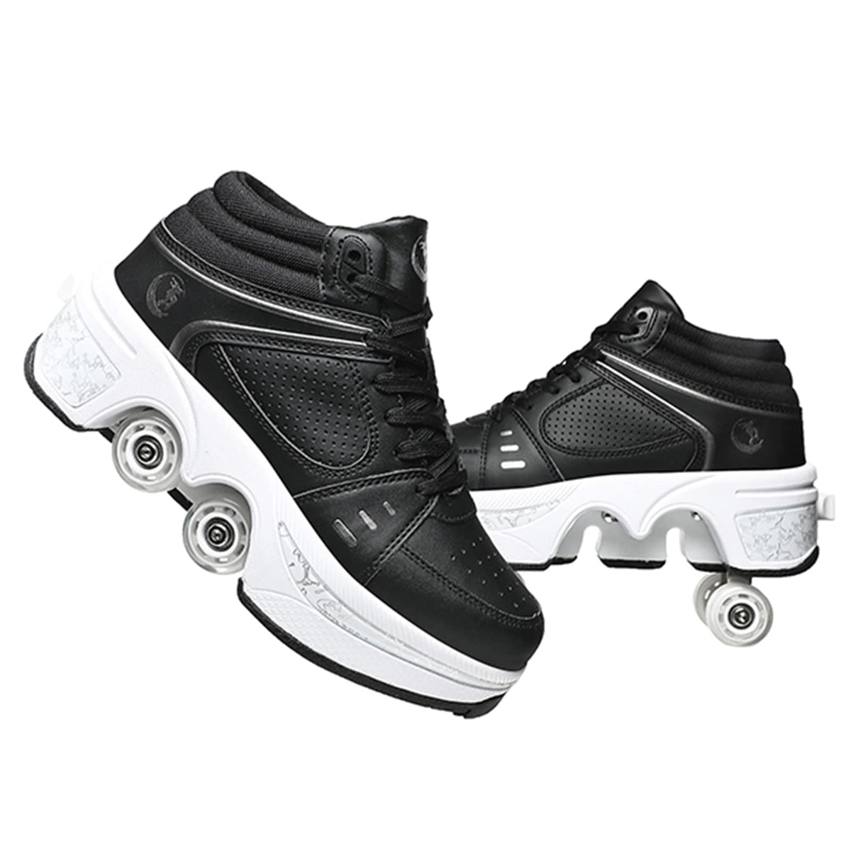 Double-Row Deform Wheel Automatic Walking Shoes Invisible Deformation Roller Skate 2 in 1 Removable Pulley Skates Skating Parkour