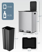 ComfyCorner 16 Gal (2 x 30 L) Dual Trash Can with Odor Control Box