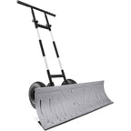 Best Choice Products 48in Heavy-Duty 2-Wheel Snow Pusher Hand Plow for Snow Removal w/Wheels, Adjustable Handle, Blade Angle - Black
