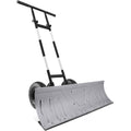 Best Choice Products 36in Galvanized Blade Heavy-Duty 2-Wheel Snow Pusher Hand Plow for Snow Removal w/Wheels, Adjustable Handle, Blade Angle - Black